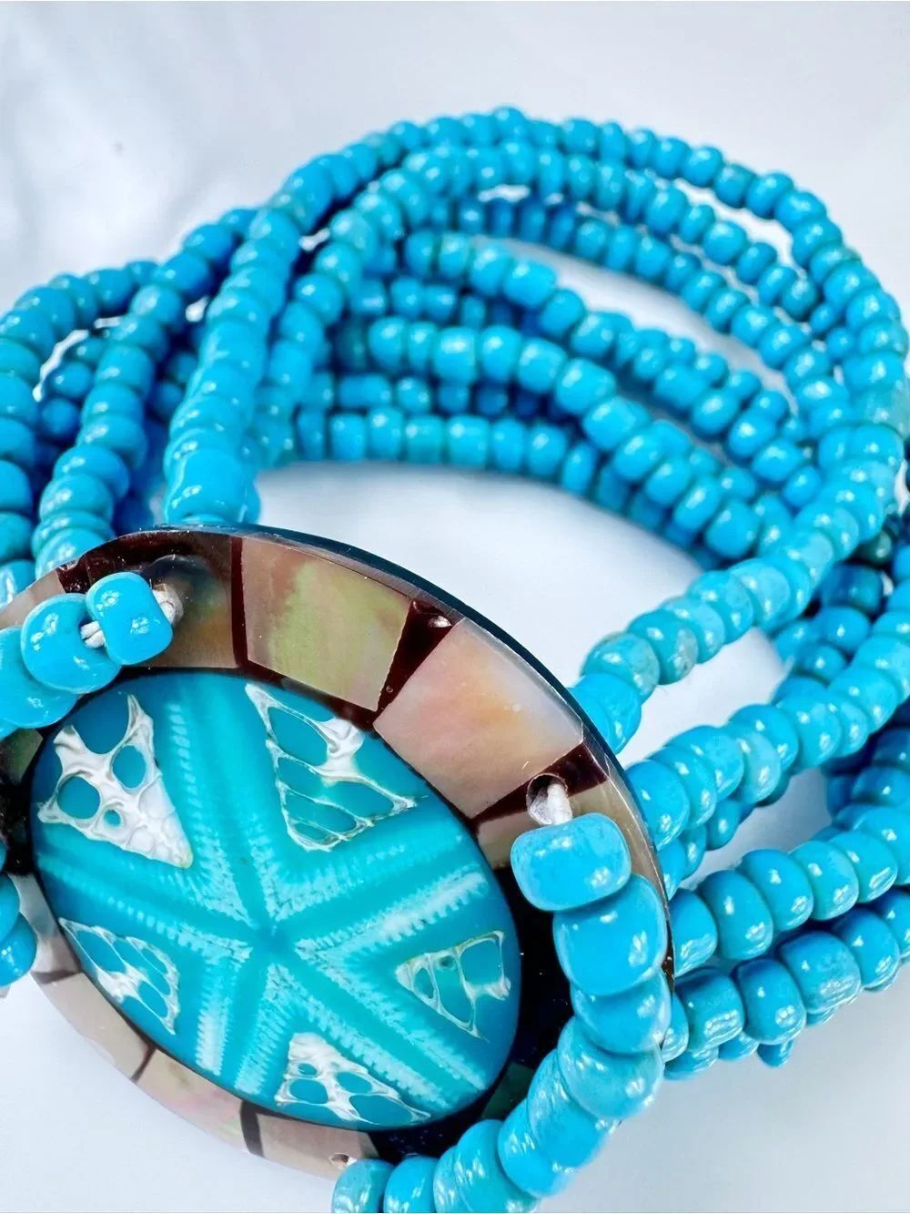 Mother Of Pearl Beaded Statement Stretch Bracelet